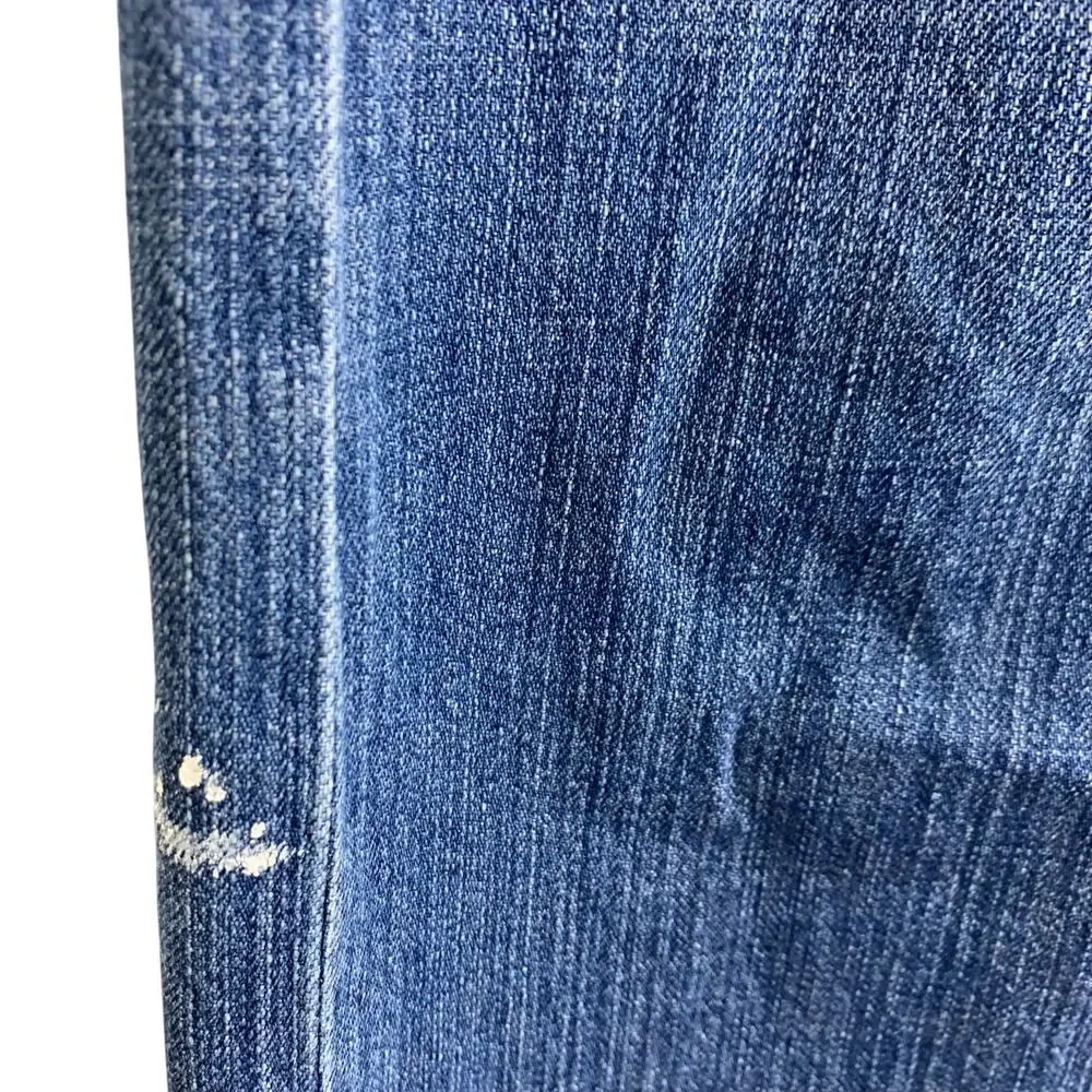 JCREW Vintage Slim Jeans Size 32X33 Destroyed Holes 100% Cotton Blue Paint Denim